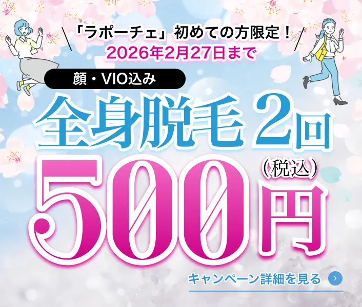 全身脱毛2回 500円